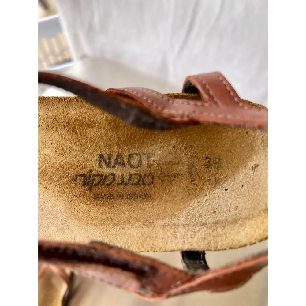 Naot Dorith Brown Maple Sandals Ankle Strap Women EU 39/US 8